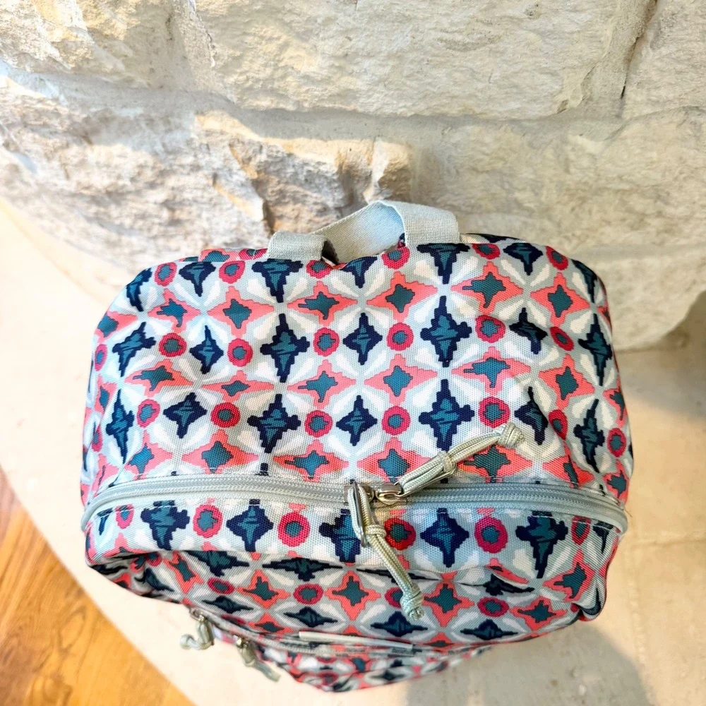 Vera Bradley Lighten Up Grand Backpack Geometric Water Geo  Diamond Print